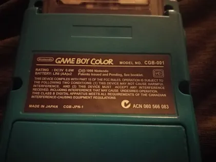 Gameboy Color Back