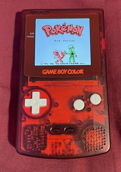 GameBoy Color With FunnyPlaying IPS Q5 sold 2.5 Screen Red Shell