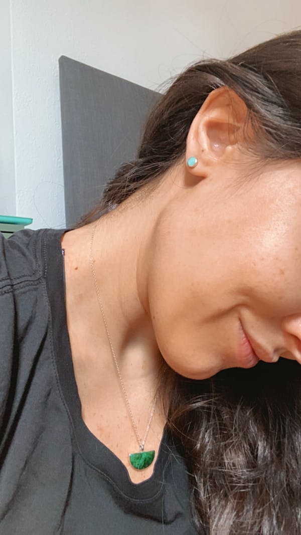 Chrysocolla and silver 950 necklace