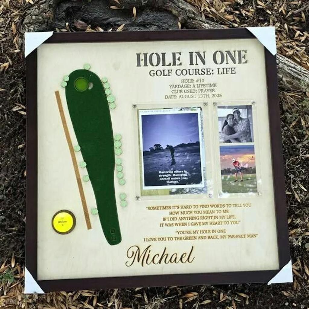 Personalized Hole In One Display with Golf Ball Display