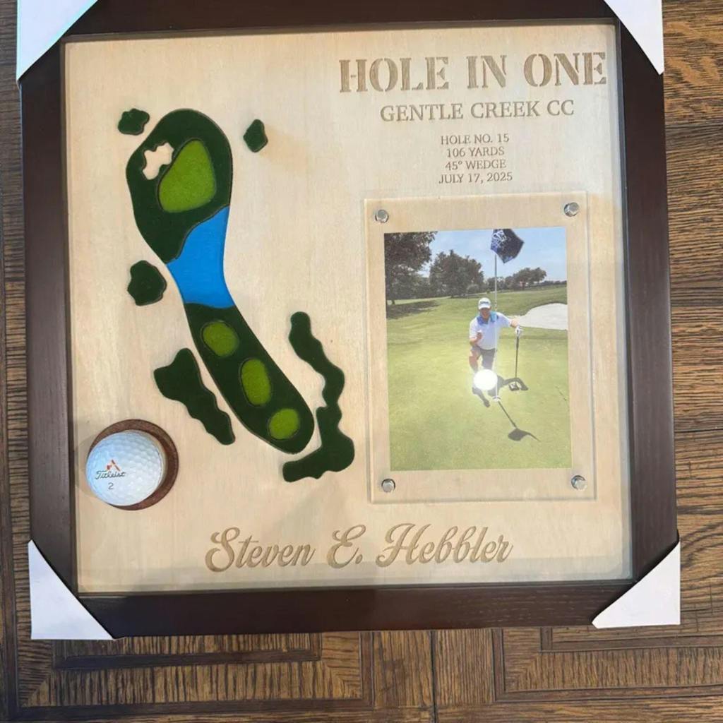 Personalized Hole In One Display with Golf Ball Display