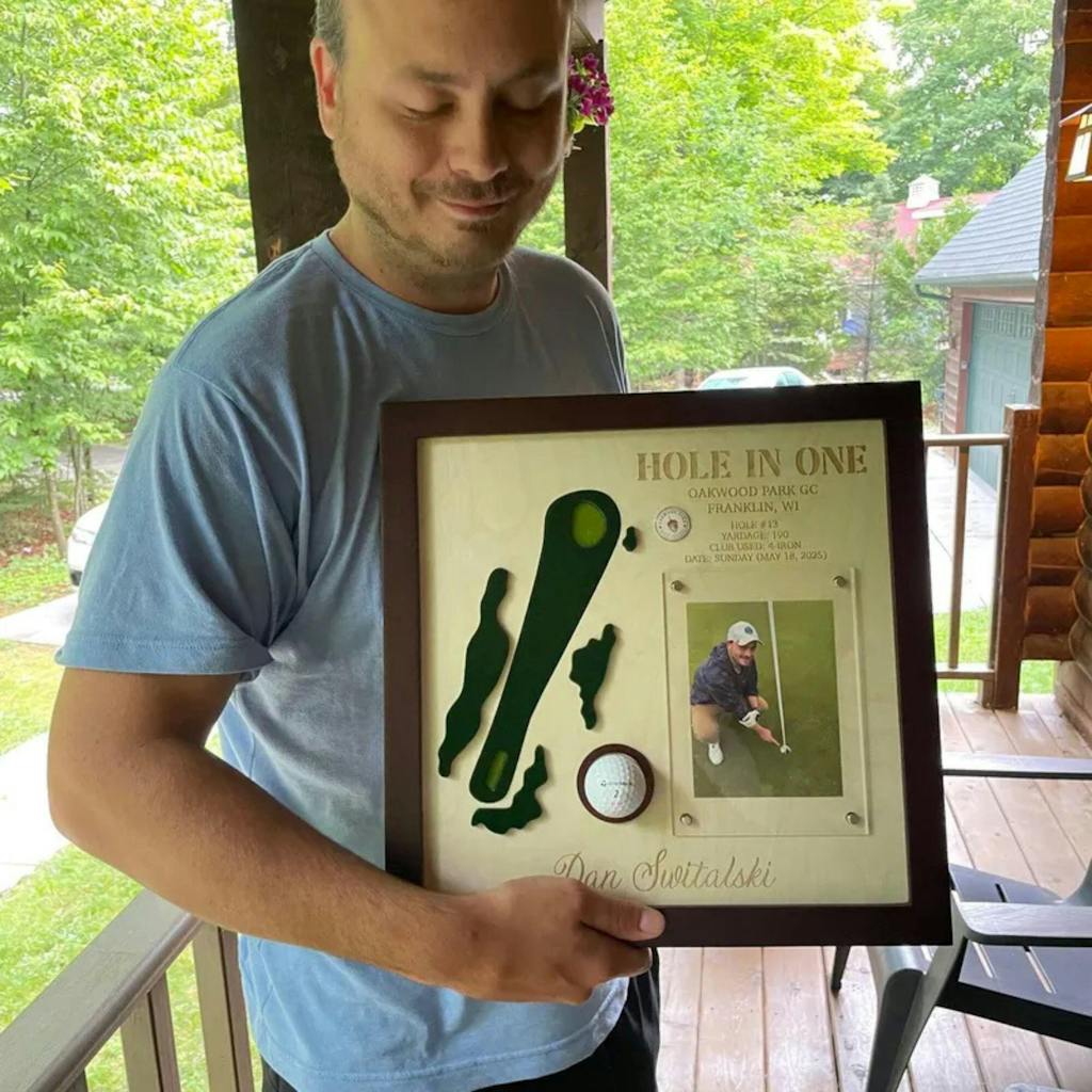 Personalized Hole In One Display with Golf Ball Display