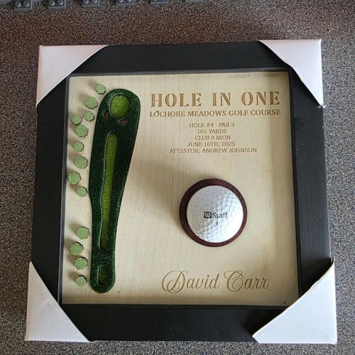 Personalized Hole In One Display with Golf Ball Display