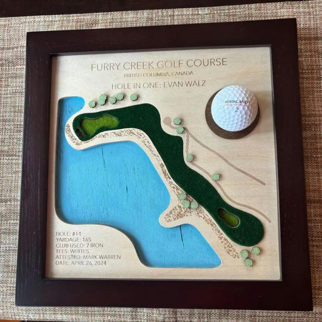 Custom Hole in One Plaque with Golf Course Map