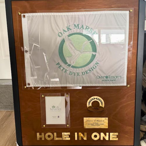 Personalized Hole In One Display with Flag - Golf Memorabilia