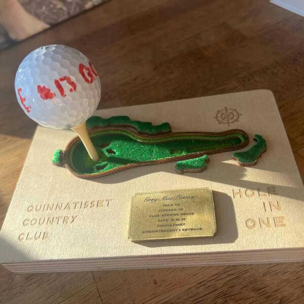 Personalized Hole-in-One Golf Display with Ball Holder