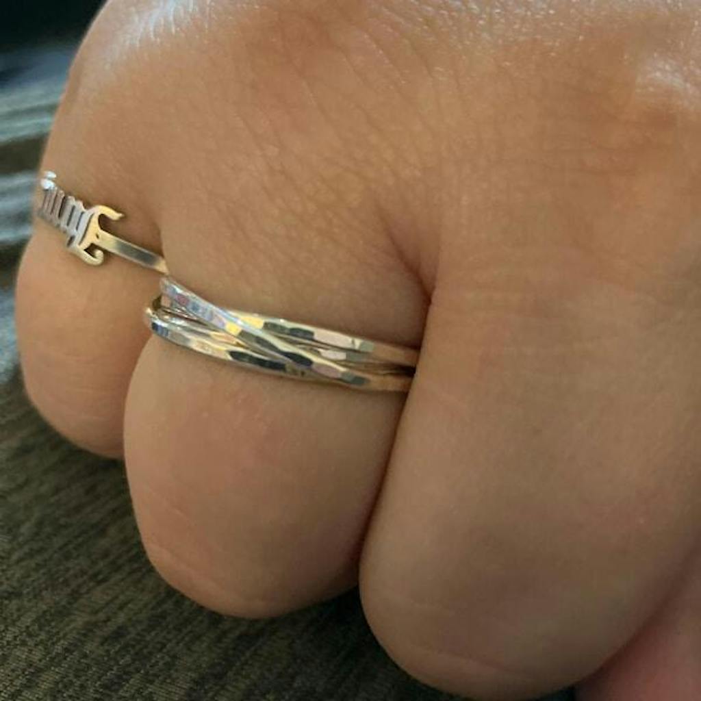 Thin Interlocking Set of 3 Rings, Sterling Silver