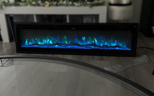 40/50/60 Inch 3-in-1 Best Modern LED Electric Fireplace Heater Inserts with Tempered Glass & Remote and 12 Flame Colours