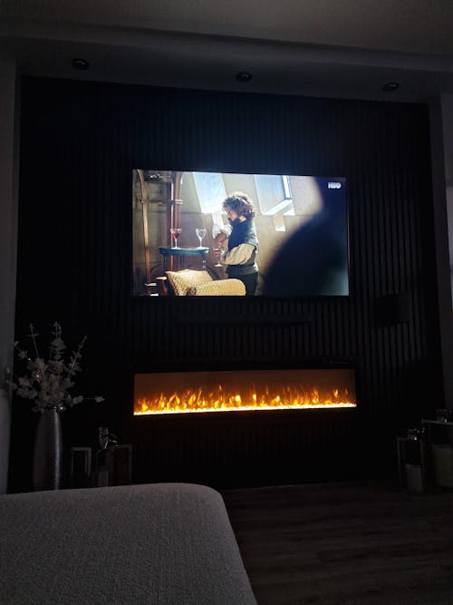 40/50/60 Inch Best Modern LED Electric Fireplace Heater Wall-mountedwith Tempered Glass & Remote and 9 Flame Colours