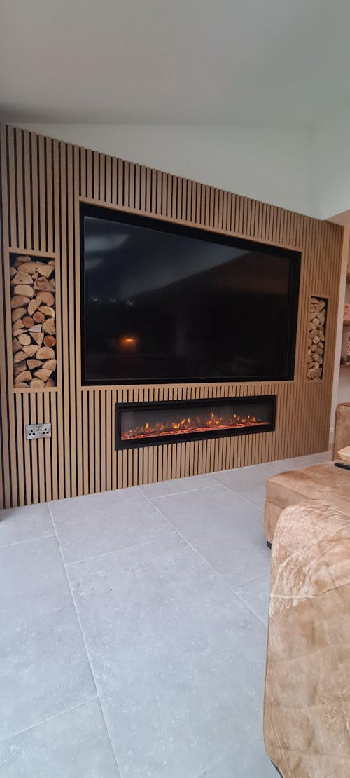 40/50/60 Inch 3-in-1 Best Modern LED Electric Fireplace Heater Inserts with Tempered Glass & Remote and 12 Flame Colours