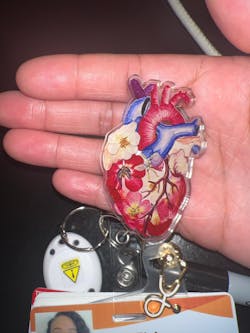 Floral Anatomical Heart Acrylic Badge Reel, Heart Doctor Gift, Heart Surgeon Gift, Cardiologist Gift Idea, Medical Gift, Cardiac Nurse Gift