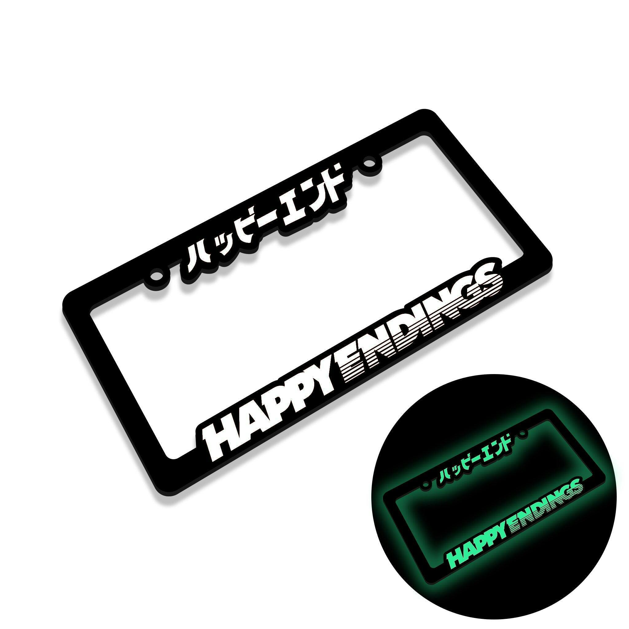 Red Letter License Plate Frame (Black) | Happy Endings