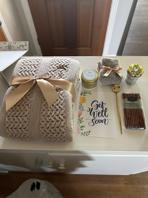 Sending Healing Vibes Gift Box for Women | Gift Basket with Blanket, Succulent, Socks, Candle