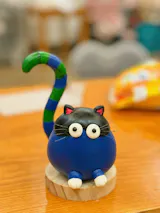 Bloop Blue Cat – Tiny Handmade Clay Desk Buddy