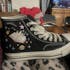 Open Book Embroidered Converse High Tops, Planets and Book Lover Hand Embroidery Sneakers