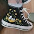 Snoopy Banana Embroidered Converse, Custom Sleeping Snoopy Hand Embroidery Sneakers