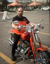 Harley-Davidson TECH Vented Button Shirt, Colorblock Orange & Black, 96737-25VM