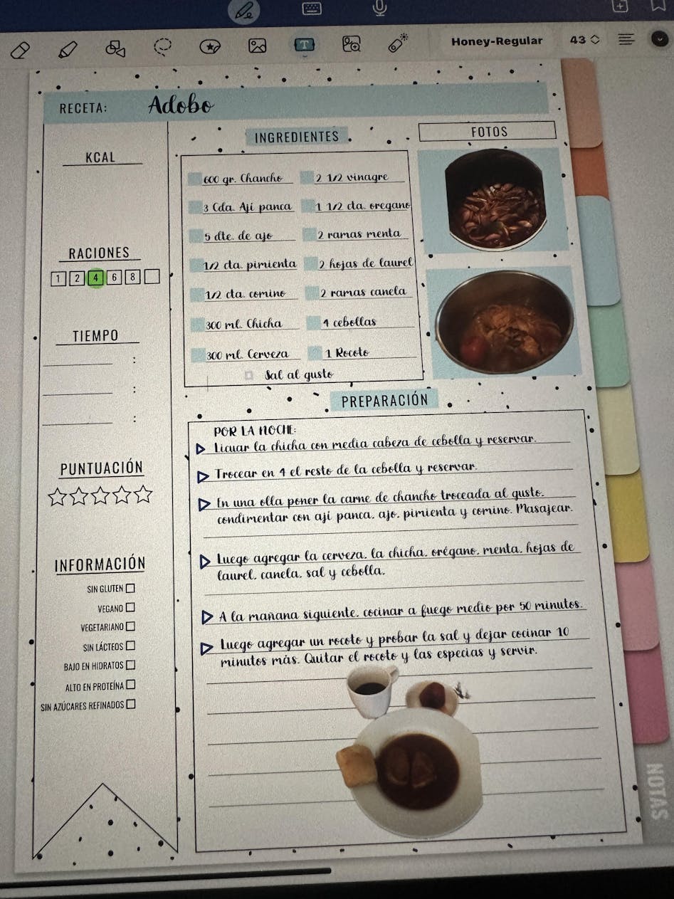 Cuaderno de recetas digital para iPad y tablets - BY INMA – By Inma