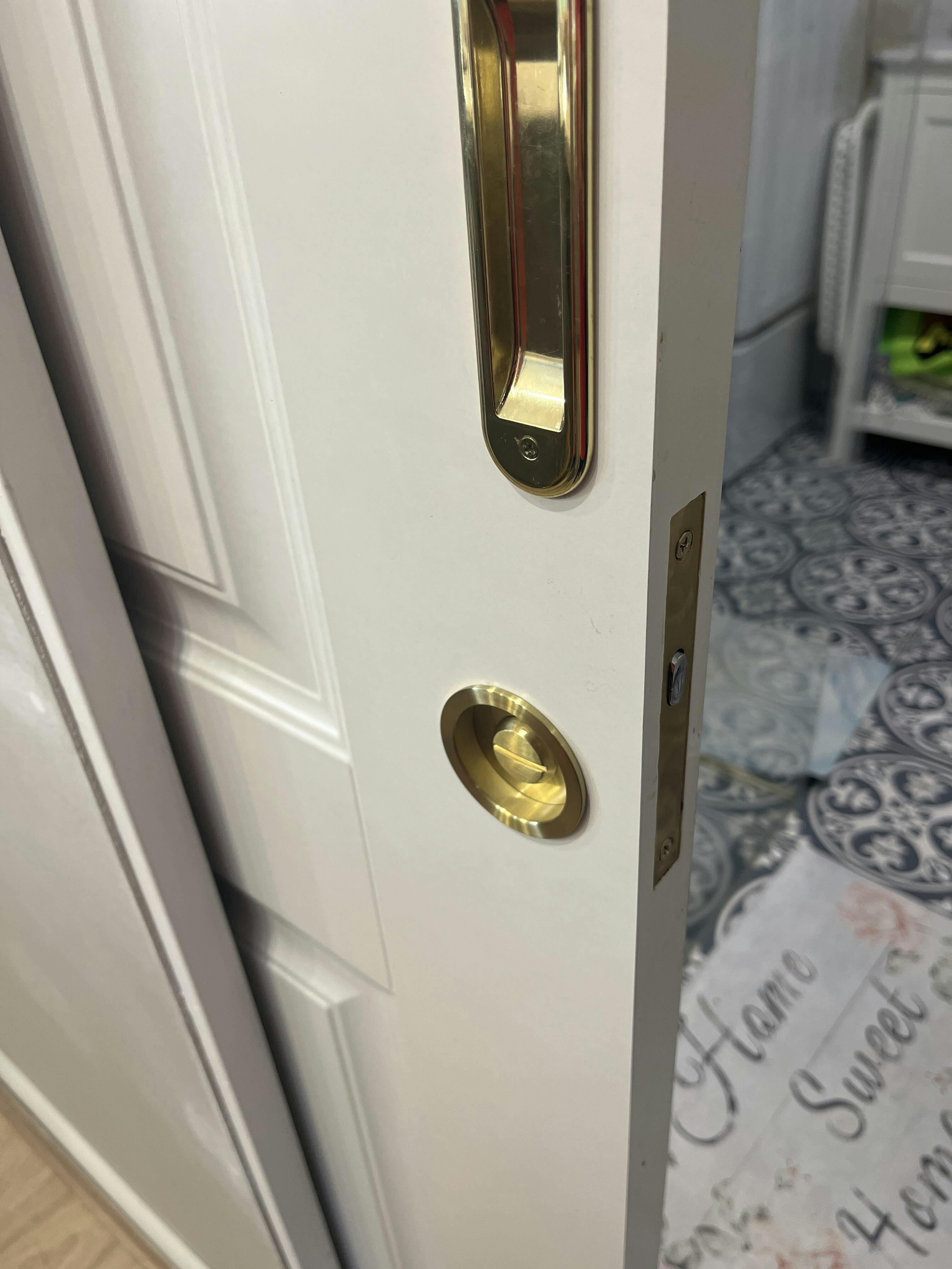 Solid Brass Pocket Door Lock With Pull – 4 Pack, Matte Black, Fits 1-3/8" Doors-925275