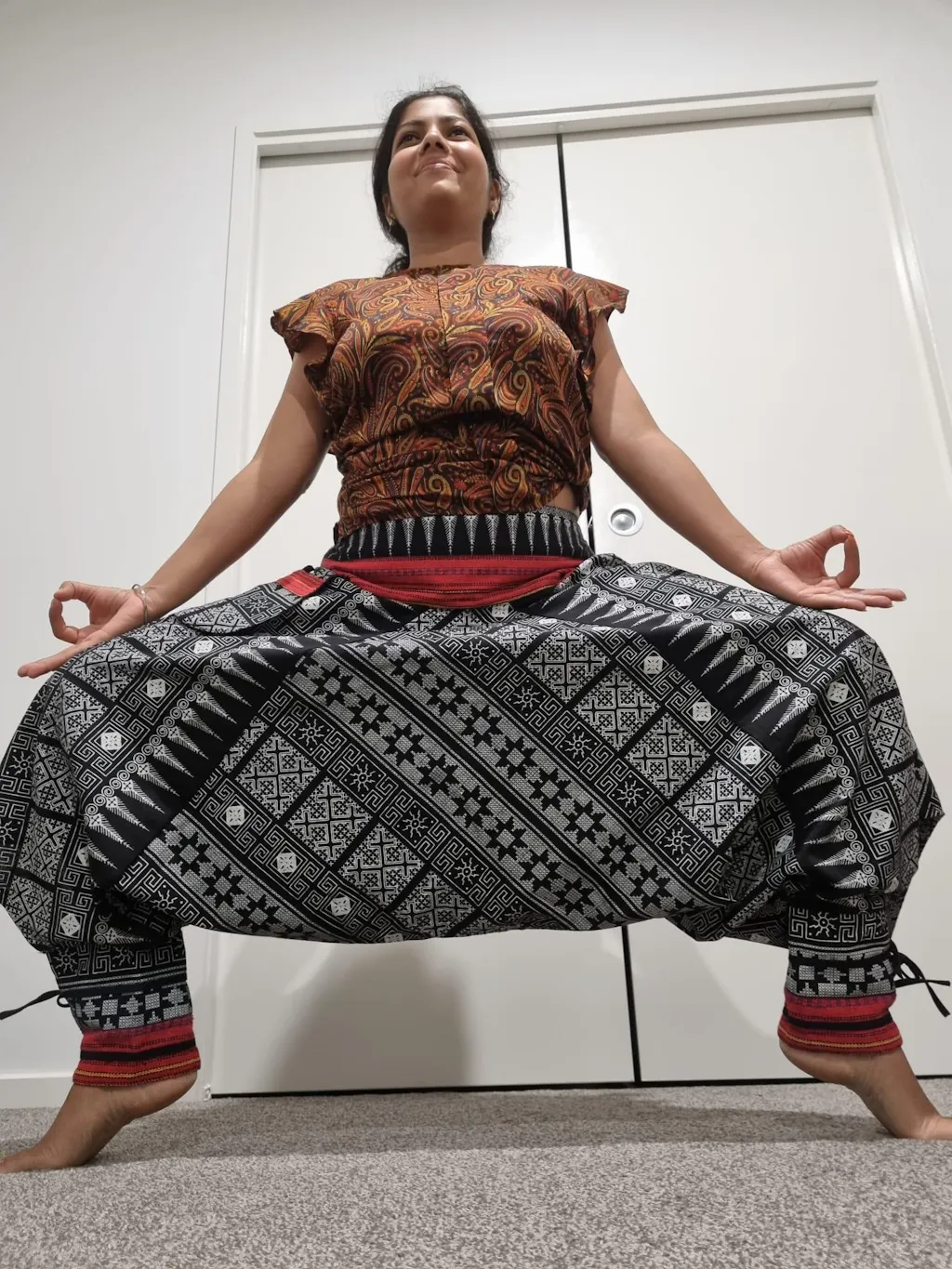 Traditional Prints Thai Hill Tribe Fabric Men's Harem Pants with Ankle