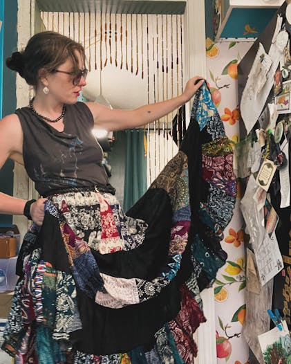 Patchwork Long Skirt in Black – Harem Pants