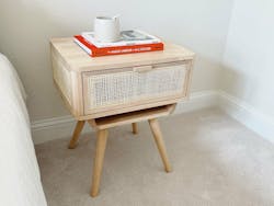 Solid Wood and Cane Nightstand (23'') | Coastal Modern Side Table | Japandi Aesthetics