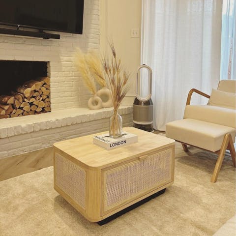 Harmonie Coffee Table with Storage | Wood & Cane Coffee Table