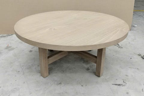 Helio Round Coffee Table (35.5”) Solid Wood in Seadrift