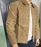 American Retro Yellowstone Canvas Oil Wax Men's Coat / Khaki / L