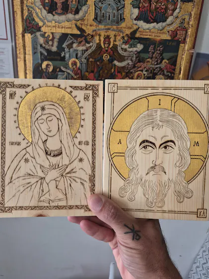 Antiek icoon Heilige Maria met Jezus - Curiosa en Kunst.nl