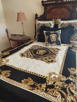 Baroque Gold Tapestry Pillowcase | Black Luxury Pillow Cover | Medusa Head Style Decor