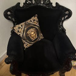 Baroque Gold Tapestry Pillowcase | Black Luxury Pillow Cover | Medusa Head Style Decor