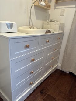 Hasuit | 55.2 Inch Dresser with 10 Drawers and Charging Station Farmhouse Long Drawer Dresser Wooden Storage Tower Organizer for Bedroom Closet