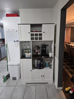 Hasuit | 71.3 Inch Pantry Cabinet with Charging Station Tall Farmhouse Kitchen Hutch with Removable Wine Rack