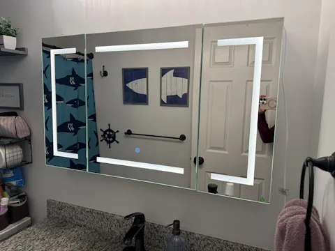 Hasuit | Lighted Medicine Cabinet with Mirror 3 Doors Wall Mounted Bathroom Mirror with Storage 39.4'' x 23.6''