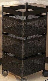 HAVAI 2 Tier Square Rolling Kitchen Storage Rack | Sturdy Metal Frame| Space-Saving Utility Shelf – Black