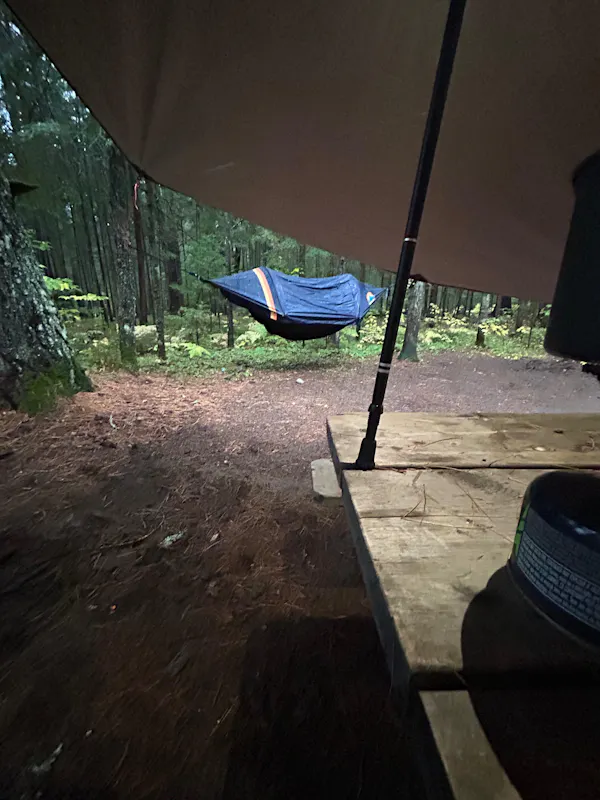 Pat's Hawk Nest surviving a storm in Algonquin