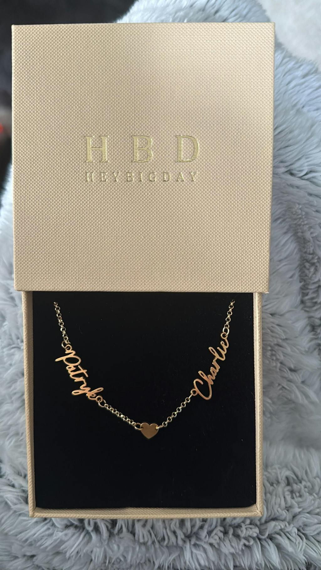 Double Name & Solid Heart Necklace