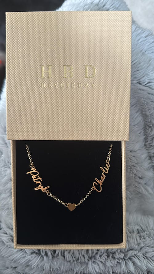 Double Name & Solid Heart Necklace