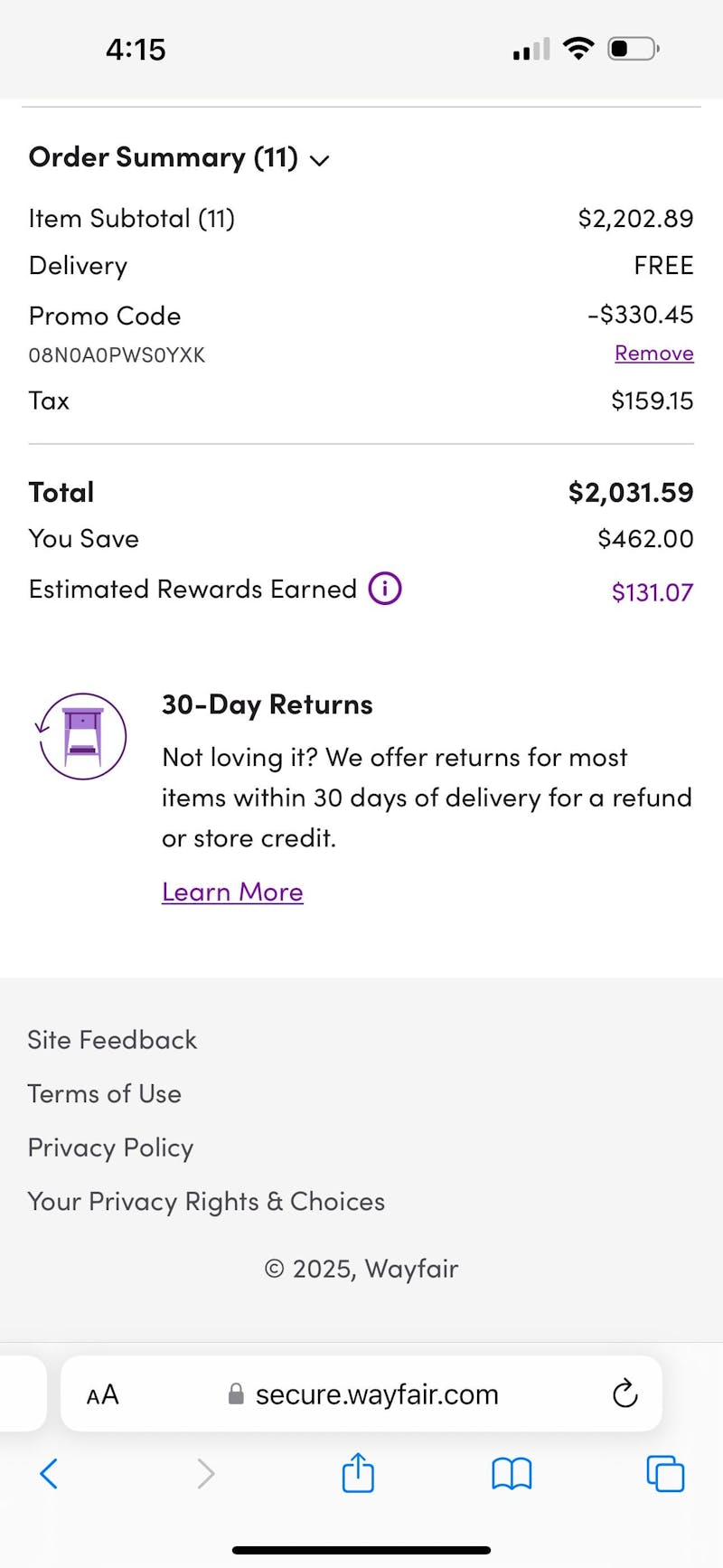 ONLINE 15% OFF Wayfair Printable Coupon