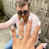 0.5 CT Oval Shaped Cluster Moissanite Engagement Ring