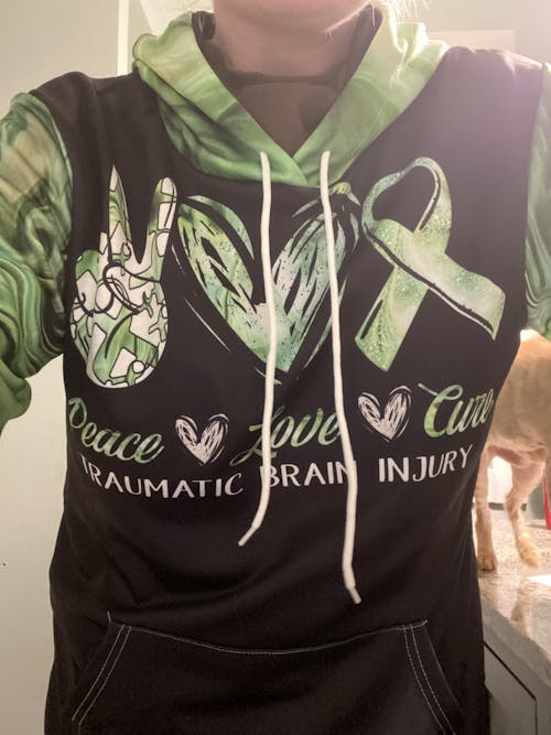 Traumatic Brain Injury Awareness Hoodie 3D : Peace Love Cure 1710