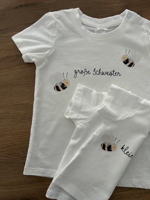 Hej Hanni Bügelbild Bienen weiss