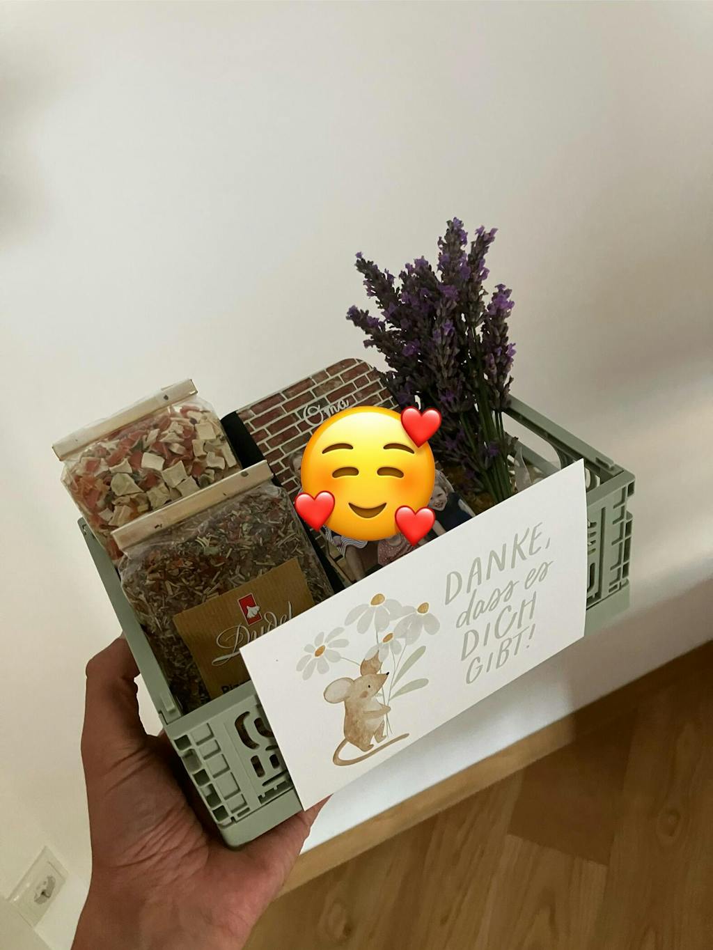 Hej Hanni Postkarte Maus Danke Blumenstrauß