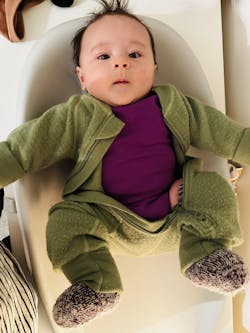 Merino Fleece Sleepsuit with Sleeves Pistachio Green