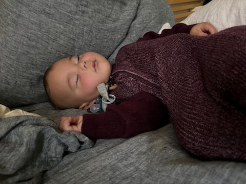 Merino Knitted Baby Sleepsuit Plum