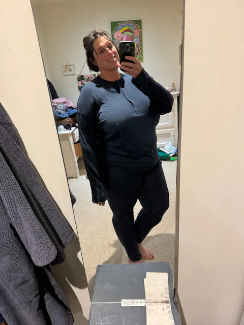 Women's Merino Button Pyjama Set Space Blue