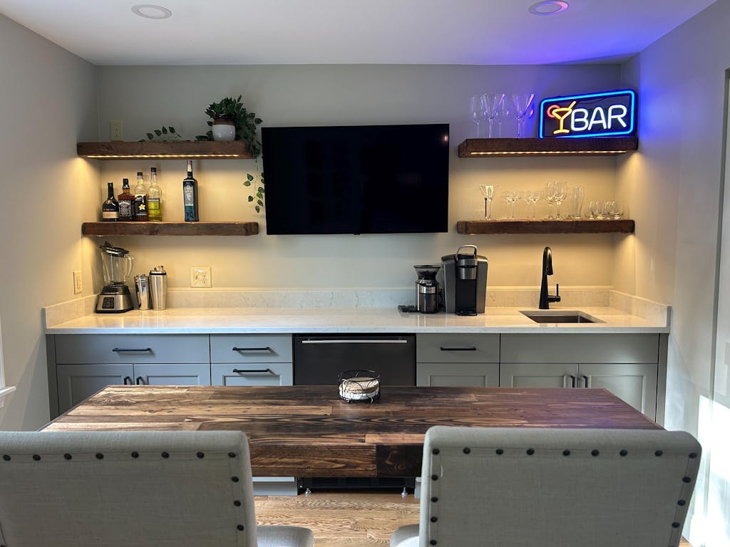 Floating Rustic Shelf with Integrated LED Lights - 3" Thick