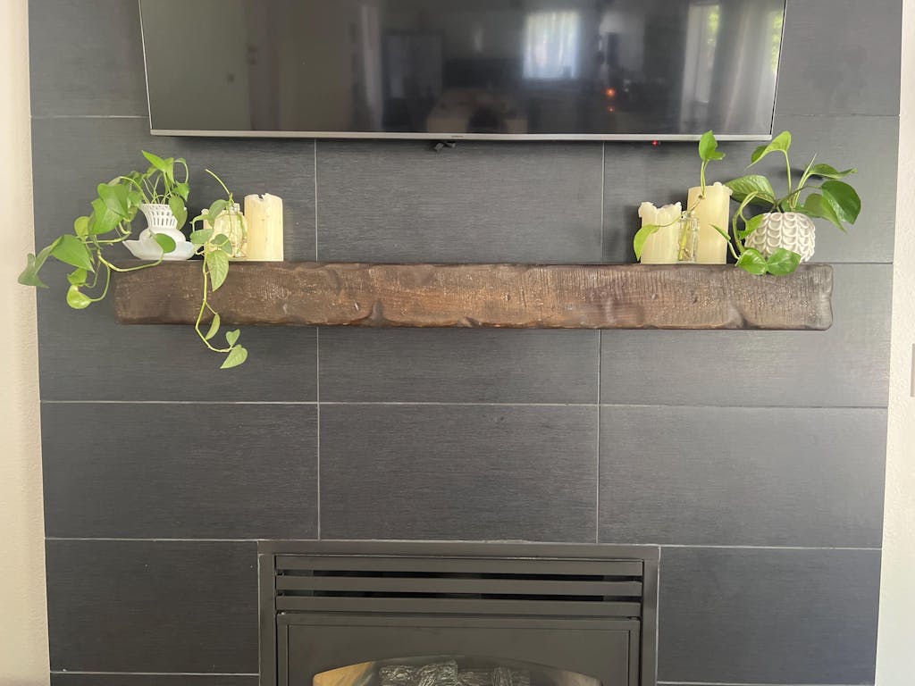 Rustic Floating Fireplace Mantel