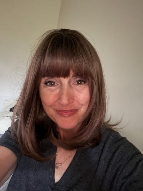 Brown Ombre Straight Bob Synthetic Wig with Bangs Ava